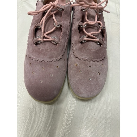 Stuart Weitzman Pink Suede Rhinestone Lace-Up Shoes Women's 5M‎ – Minor Flaws - Picture 11 of 13